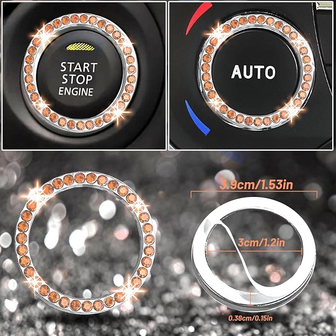 8 pcs Bling Car Accessories Set for Women, Steering Wheel Cover, Sparkly Seat Belt Covers, Bling Gear Shift Cover, Universal Fit Most Cars (Champagne Diamond)