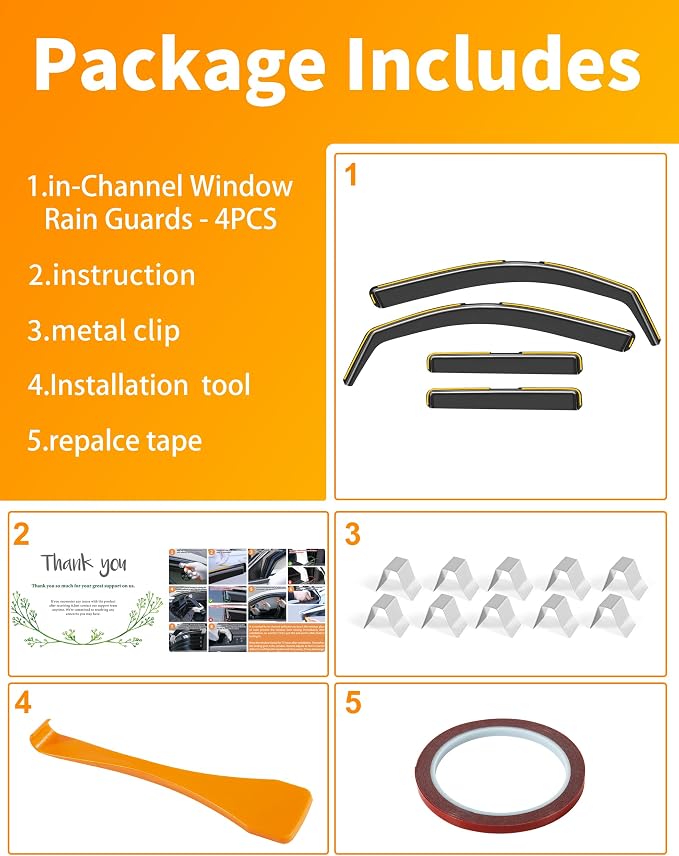 in-Channel Window Rain Guard for Toyota 4Runner 2025-2026 Rain Guards 4 Runner Side Window Visors Low Profile Vent Visor Window Deflectors Vent Shades Car Accessories