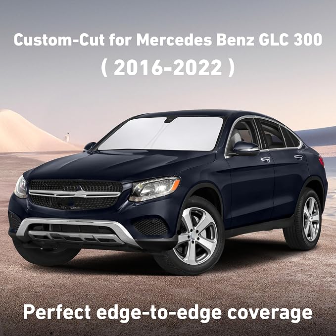 Windshield Sunshade Compatible for Mercedes Benz GLC300 2016-2020 2021 2022, Sun Visor for Front Windshield & Window Sun Shade Cover, UV Heat Blocker & Protector, Car Accessories