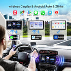 9 Inch Android Car Stereo Double Din, Wireless CarPlay & Android Auto, Universal Touch Screen Car Stereo with WiFi 6, Bluetooth, GPS, Backup Camera, 4+64GB, FM/AM Radio