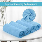 Blue Microfiber Cleaning Cloth, 8 Pack Cleaning Towels for Kitchen, Lint Free, Scratch-Free, Highly Absorbent, and Reusable Cleaning Rags for House, Window and Glass, Cars, 11.5 X11.5 inch