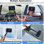Windshield Cleaner Tool, Windshield Cleaning Wand Auto Window Cleaner Kit with Detachable Handle, 4 Microfiber Velcro Stick Pads and 1 Spray Bottle, Glass Wiper Kit for Windshield,Trucks,SUVs,RVs,Home