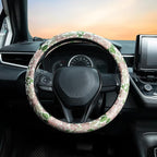 Retro Pink and Purple Flowers Steering Wheel Cover Auto Jacquard Steering Wheel Protector, Anti-Slip, Breathable, Absorbing Sweat, Universal Car Accessories 14.5–15 inch,Fit for Most Car, Trucks, SUV