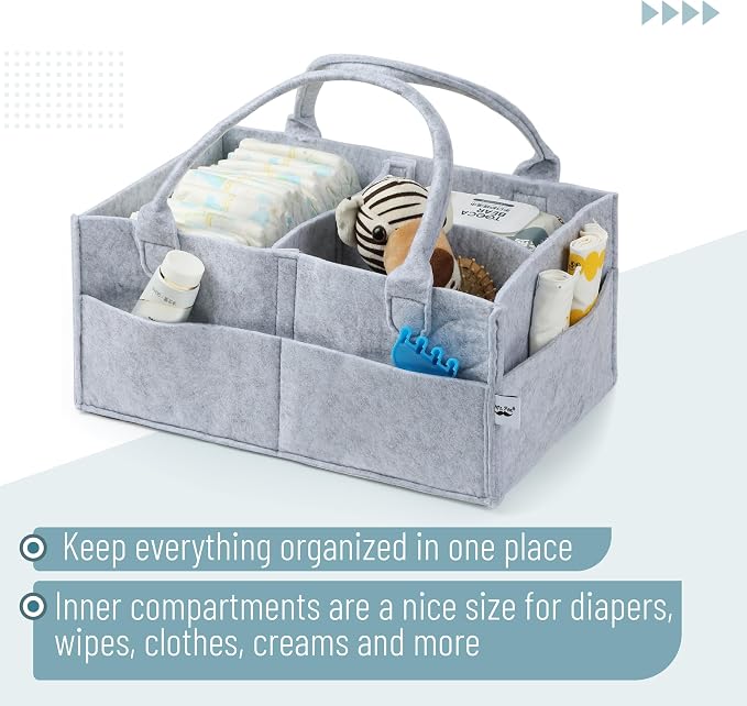 Mr. Pen- Baby Diaper Caddy Organizer, Gray, Large | Nursery Storage Bin and Car Organizer for Diapers and Baby Wipes