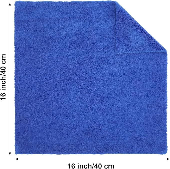 30 Pcs 16 x 16 Inch Edgeless Microfiber Plush Towels for Cars Detailing Drying Wash Polishing Absorbent Cleaning Cloths, 500 GSM (Blue, Light Blue, Black, Grey, Red)