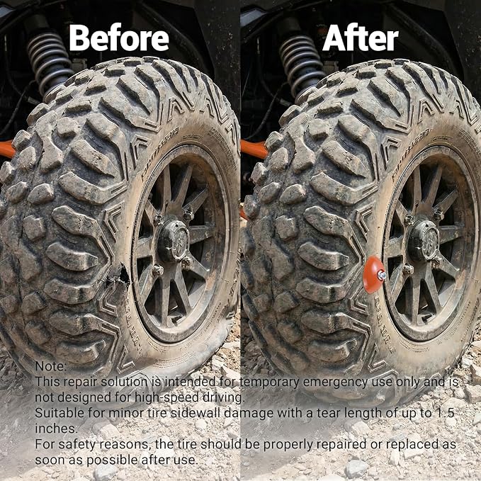 3 Pcs Sidewall Tire Repair Kit, Tire Puncture Repair Kit Portable Sidewall Emergency Repairs Tool Compatible with ATV UTV SXS Lawnmower Tractor RZR Talon KRX