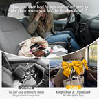 2PCS Satin Bow Pearl Car Seat Headrest Hooks – Car Bag Holder & Vehicle Hanger for Purses – Cute Coquette Aesthetic Interior Decoration – Cute Auto Organizer Accessories Universal (Glod)