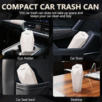 Car Trash Can with Lid - 1-Pack, Interior Accessories for Vehicles, Leakproof Garbage Can with 30 Detachable Trash Bags, Multipurpose Organizers and Storage Solutions for Home and Office (Beige)