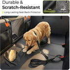 Back Seat Extender for Dogs, Hard Bottom Dog Car Seat Cover for Back Seat, Upgraded Waterproof PU Leather, Easy to Clean, Anti-Scratch & Durable Dog Hammock for Car and SUV, Holds 400lbs, Black