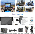 Carpuride W502B Pro for B.M W Motorcycle CarPlay & Android Auto & Dual Bluetooth, 5" Waterproof GPS Navigation Screen for Motorbike, Music Sharing, Intercom, EQ, Light Sensor, Compass, Barometer