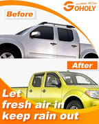 Extra-Thick Window Rain Guard for 2005-2021 Nissan Frontier Crew Cab Rain Guards Tape-on Side Truck Window Visors Low Profile Vent Visor Window Deflectors Vent Shades Car Accessories