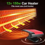 150W 12V Car Heater, Fast Heating 3-in-1 Portable Auto Defroster & Defogger with 360° Adjustable Vent, Quick Heat Fan for Windshield Winter Warming