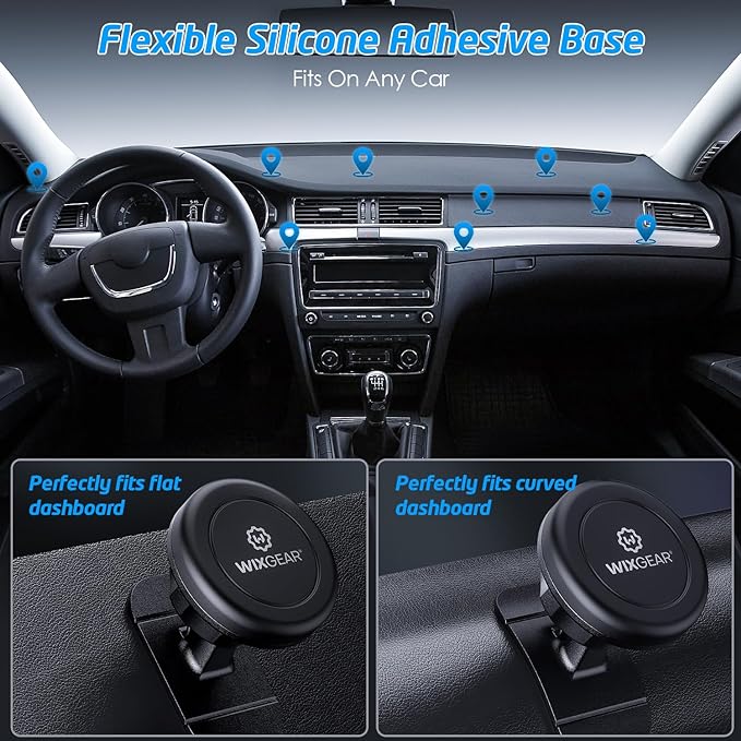 Magnetic Car Mount [2-Pack] - Universal Stick-On Dashboard Magnetic Phone Holder for Car, Strong Magnet Mount for Cell Phones & Mini Tablets with Swift-Snap Technology
