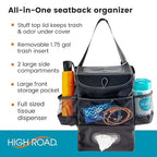 StashAway Car Trash Can with Tissue Holder - Car Organizer with Trash Can, Tissue Dispenser and 3 Storage Pockets for Bottles, Flasks, Wipes and Driving Essentials