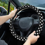 White Polka Dots Steering Wheel Covers Universal 15 Inch Car Wheel Cover,Anti-Slip Breathable Car Accessories Protector Fit for Trucks,Sedans,SUVs,Vans