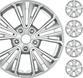 16 Inch Hubcaps Set of 4 – OEM Replacement Snap-On Wheel Rim Covers - Universal Fit Car Wheel Cover for Cars, Trucks, SUV, Vans Durable ABS 5-Spoke Silver Hub-Cap Car Accessories Exterior