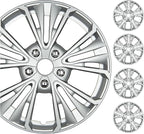 16 Inch Hubcaps Set of 4 – OEM Replacement Snap-On Wheel Rim Covers - Universal Fit Car Wheel Cover for Cars, Trucks, SUV, Vans Durable ABS 5-Spoke Silver Hub-Cap Car Accessories Exterior