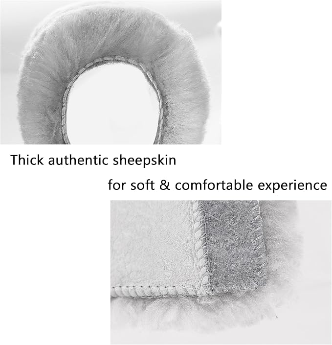 Authentic Sheepskin Seatbelt Cover Real Wool Car Truck SUV Airplane Seat Belt Shoulder Pad for Carmera Backpack Straps Neck Cushion Protector 2 Pack Light Grey