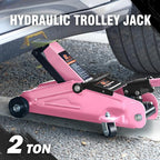 DNA Motoring Low Profile Hydraulic Trolley Service/Floor Jack, 2 Ton (4000 lbs) Capacity, Lifting Range 5.1"-13", Pink, TOOLS-00474-PK