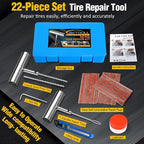 Universal Tire Repair Kit, Heavy Duty 22 Pcs Emergency Tire Plug Kit, for car Motorcycle, Truck, ARB，ATV, Tractor, RV, SUV, Trailer