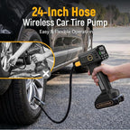 21V Cordless Portable Tire Inflator – Fast Inflation, 160PSI Air Compressor, Rechargeable Battery & 12V Car Adapter, Digital Pressure Gauge, Air Pump for Car, SUV, Motorcycle, Bike, Ball