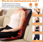 Heated Seat Cover with Fast Heat & Plush Fabric | Longer Size and Expanded Heating Area to Relieve Fatigue for Office & Home