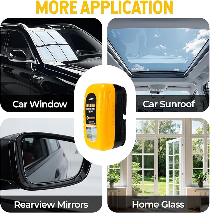 Oil Film Cleaning Brush for Car Windows, Upgraded Clear Vision Car Glass Cleaner with Anti-Rain Coating for Auto Windows and Windshields Improving Clarity, 4fl oz / 120 mL