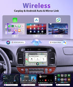 4G+64G Android 15 Car Stereo for Toyota Camry 2000-2006, 9 Inch Incell Touchscreen with Physical Buttons, Wireless CarPlay Android Auto GPS WiFi Bluetooth FM RDS EQ SWC Type-C Backup Camera