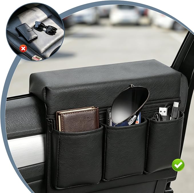 Car Door Side Storage Pockets Organizer Leather Car Window Armrest Storage Box - Universal SUV Truck Vehicle Arm Elbow Rest Pad Bag Accessories