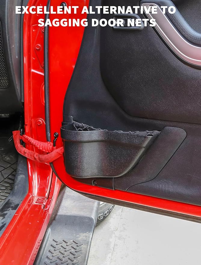 DP3 Front Door Storage Pockets, Door Side Insert Organizer Box for 2011-2018 Jeep Wrangler JK JKU 2/4 Door, Interior Storage Expansion Accessories, Black, 2 PCs