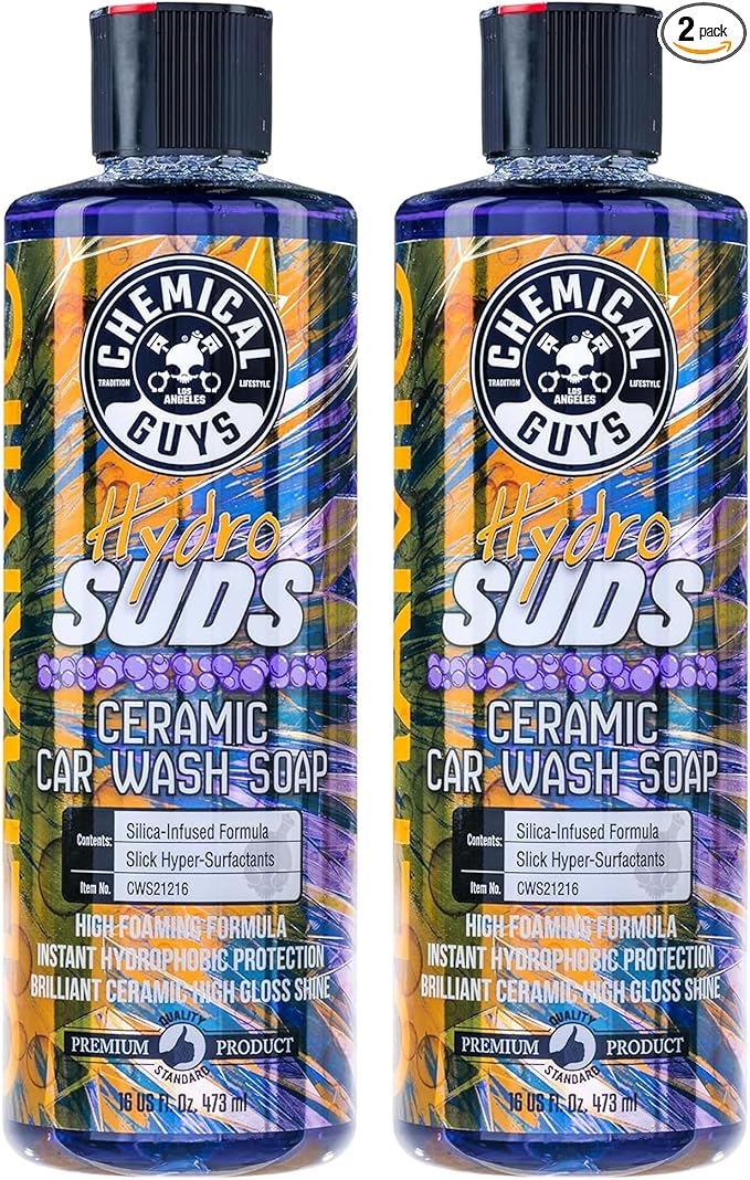 HydroSuds Ceramic Shine High Foaming Car Wash Soap (Works with Foam Cannons, Foam Guns or Bucket Washes) For Cars, Trucks, SUVs, RVs & More, 16 fl oz, Berry Scent, 2 Pack