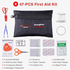 Car Roadside Emergency Kit with Jumper Cables, Auto Vehicle Safety Road Side Assistance Kits, Winter Car Kit for Women and Men, with Portable Air Compressor, Tow Rope, Multitool Plier