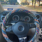 Boho Steering Wheel Cover for Women Men Baja Blanket Enthic Car Steering Wheel Cover Ethnic Car SUV Wheel Protector, Breathable, Anti-Slip, Odorless, Universal Fit 14.5-15 Inch