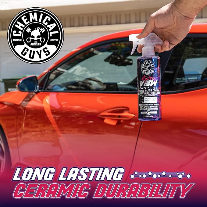 HydroView Ceramic Glass Cleaner & Coating - Cleans & Adds Hydrophobic Protection, Car Window Cleaner for Glass, and Mirrors, Trucks, SUVs, and Home Use - 16 fl oz