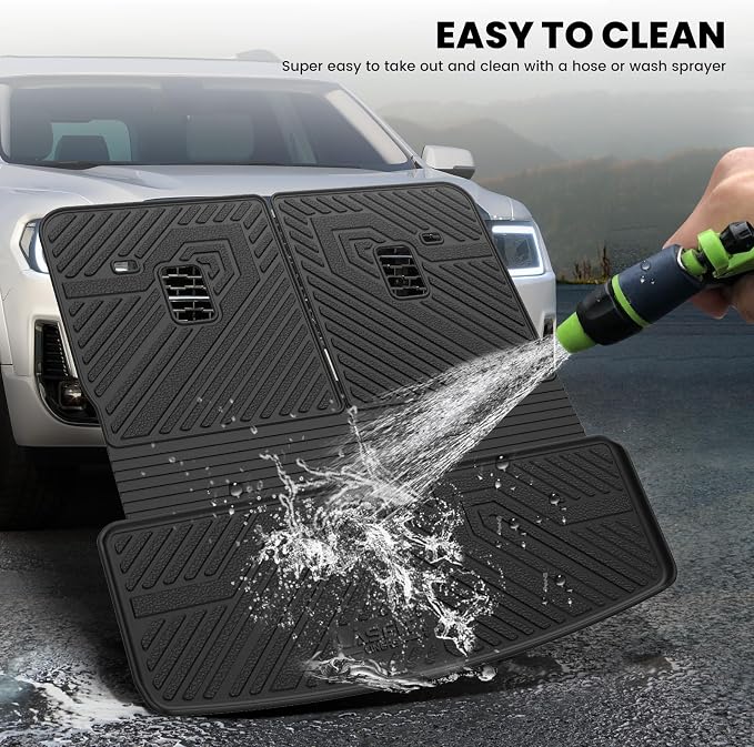 Trunk Mat with Backrest Mat for GMC Acadia 2017-2023, All Weather TPE Custom Fit Cargo Mat Trunk Liner with Backrest Mat, Black