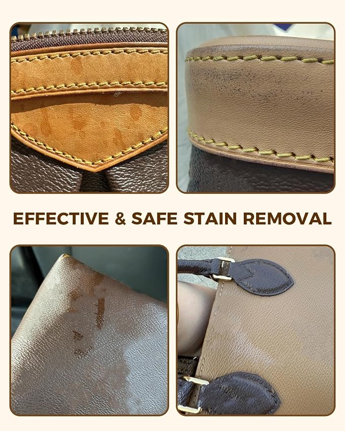 Leather Cleaner & Moisturizer Set for Louis Vuitton, Cleaning and Maintenance Kit for LV, Deep Nourishing & Stain Removal, Gentle Care, Suitable for LV Handbags, Wallets and Other Luxury Brands