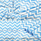 Microfiber Bath Towels, Chevron Blue, 30" x 60", 2 Pack | Hanging Loop, Oversized, Soft, Super Absorbent, Fast Drying, Use for Sports, Fitness, Yoga