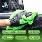 Creature Edgeless Auto Detailing Towels (10-Pack) Professional 70/30 Blend, Dual-Pile Plush Microfiber, Buffing & Polishing, 420gsm, 16in x 16in, Lime Green