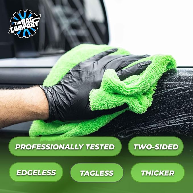 Creature Edgeless Auto Detailing Towels (10-Pack) Professional 70/30 Blend, Dual-Pile Plush Microfiber, Buffing & Polishing, 420gsm, 16in x 16in, Lime Green