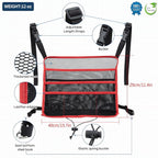 Car Seat Organizer Seat Back Storage Bag, Car Net Pocket Handbag Holder, Barrier of Backseat Dog Pet Kids for Car, Automotive Consoles Purse Holder, Black+Red Line