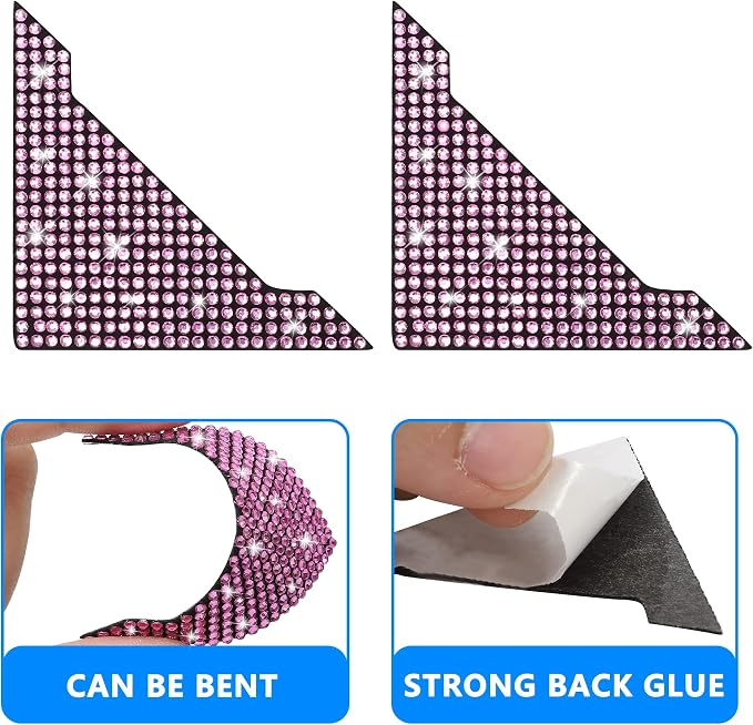 Car Door Corner Edge Guards 4pcs Bling Rhinestone Anti-Scratch Edge Protector Stickers(Pink)