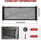2 Pcs Universal Elastic Mesh Netting Car Pouch for Trunk RV Boats Home Cargo Storage with Screws and Hooks (23.6'' x 9.8'')