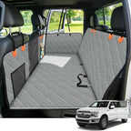 Dog Seat Cover Hard Bottom, 3-Section Design for Full-Size Trucks & SUVs, Waterproof & Nonslip Car Hammock for Large Dogs, Pet Truck Extender Cover, Spacious Space(+ 45%) Grey