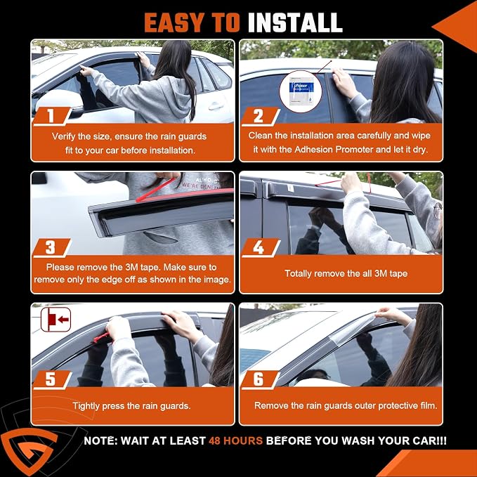 Rain Guards Fit for Ford F-150 SUPERCREW CAB 2015 2016 2017 2018 2019 2020 2021 2022 2023 2024 2025 2026, Tape-on Durable Side Window Sun Wind Deflectors 2015-2026 F150 Rain Guard Black 4 PCS