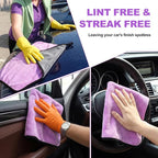 20 Pcs Microfiber Car Drying Towels Microfiber Cleaning Cloth 800 GSM Thick Plush Cleaning Dusting Cloth Auto Detailing Absorbent Towels Rags for Car Household Kitchen Window(Grey and Purple)