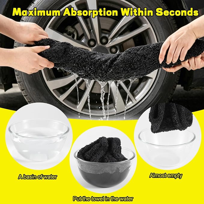 2 Pack Car Drying Towel, 1200GSM Microfiber Towels for Cars | 24 x 48 Inch & 12 x 12 Inch Super Absorbent Detailing Towels Dual Sided Streak-Free Twisted Loop for Auto SUV Truck Boat Home