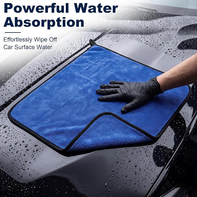 20 Pcs Microfiber Car Drying Towels Microfiber Cleaning Cloth 800 GSM Thick Plush Cleaning Dusting Cloth Auto Detailing Absorbent Towels Rags for Car Household Kitchen Window (Blue)