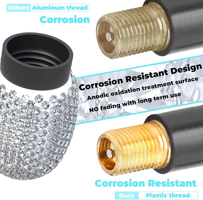 4Pcs Car Tire Valve Stem Caps, Bling Tire Air Cap for Car, Car Accessories for Women Universal Stem Covers, Plastic Liner Corrosion Resistant Tires Valve Cap with O Rubber Ring,Crystal Diamond
