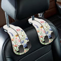 2PCS Car Seat Back Storage Headrest Hooks, Floral Flowers Purse Holder Bags Hanger, PU Leather Double Metal Hook for Backseat Organizer, Women Car Accessories Organization