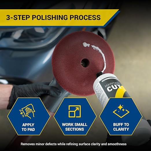 Maintain Cut Medium Cut Polish 16 oz - Light-Abrasive Compound for Minor Scratches and Swirl Marks - Paint Correction Polish for Delicate Car Finishes - for Wool Pad, Foam Pad or Hand Use